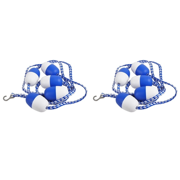 2 Pcs Adjustable Pool Rope with Floats for Family Swimming Pools - Floating Divider Buoy Line with Hooks - Short Length for Small Home and Backyard Pools - Pool Accessory for Residential Use (Blue)
