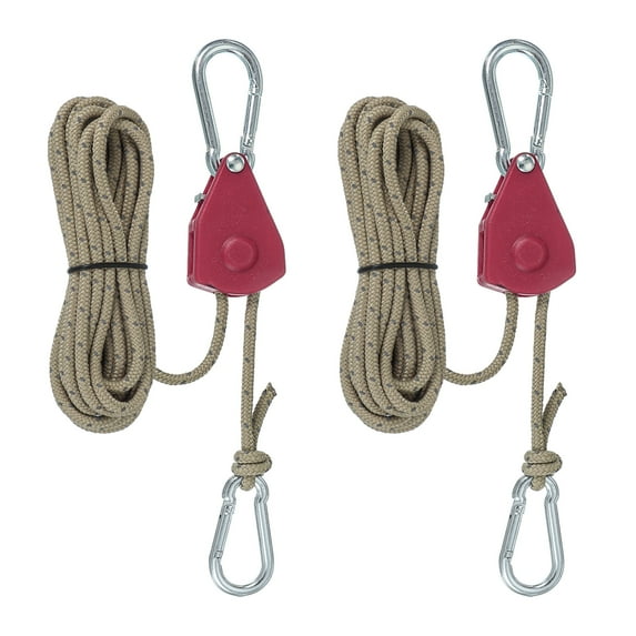 Uxcell Adjustable Rope Hanger, Ratchet Grow Light Hangers Reflective Reinforced Internal Gear Ratchets Red 1/8" x 13