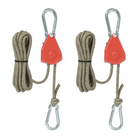 Uxcell Adjustable Rope Hanger, Ratchet Grow Light Hangers Reflective Reinforced Internal Gear Ratchets Orange 1/8" x 7