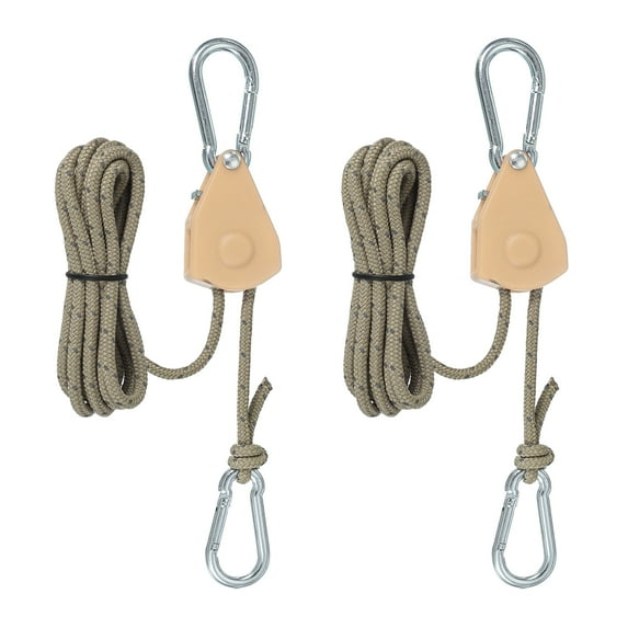 Uxcell Adjustable Rope Hanger, Ratchet Grow Light Hangers Reflective Reinforced Internal Gear Ratchets Yellow 1/8" x 7
