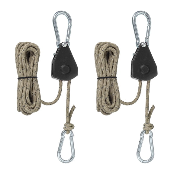 Uxcell Adjustable Rope Hanger, Ratchet Grow Light Hangers Reflective Reinforced Internal Gear Ratchets Black 1/8" x 8