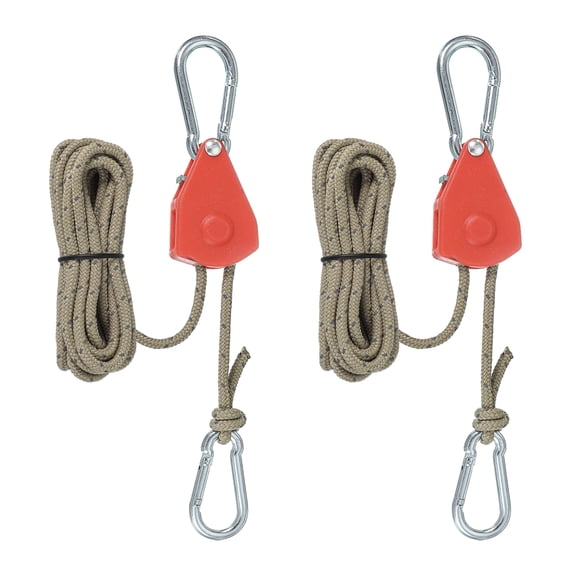 Uxcell Adjustable Rope Hanger, Ratchet Grow Light Hangers Reflective Reinforced Internal Gear Ratchets Orange 1/8" x 8