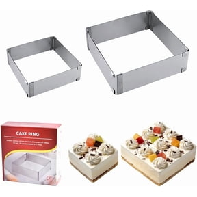 2 Pcs Adjustable Stainless Steel Square Cake Ring Mold - Retractable Mousse & Tiramisu Mousse Mold,Extendable Baking Frame Pan,Versatile Square Mousse Mold & Cake Cutter,Baking Tool Set,High 1.97in