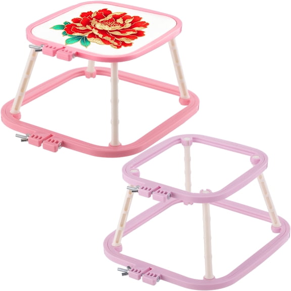 2 Pcs Dual Layer Embroidery Stand Set, ABS Plastic Desktop Cross Stitch Holder, Stable Trapezoidal Embroidery Holder for Needlepoint Sewing Craft Projects