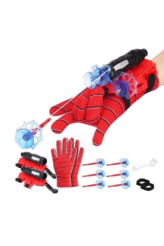 2 Set Kids Adventure Web Slinger Launcher Gloves, Outdoor Dart Shooting Toy Set, Interactive Backyard Party Game Playset Birthday Gift for Kids