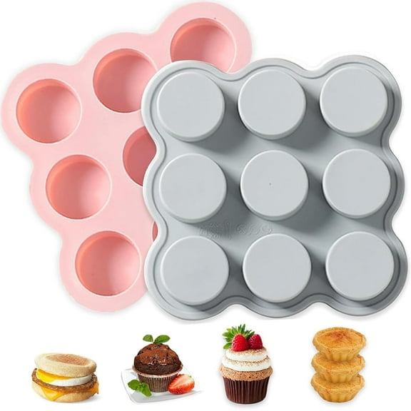 2 Pcs Air Fryer Non-Stick Reusable Egg Mold Muffin Pan for Microwave, Oven, Refrigerator, Steamer (5.9 x 5.9 inches)