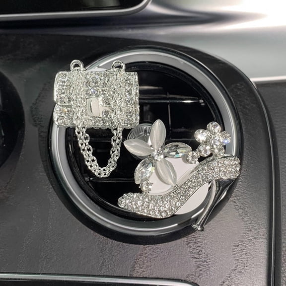 2 Pcs Air Vent Clips Rhinestone Car Air Freshener Clip Bling Decorations Charm