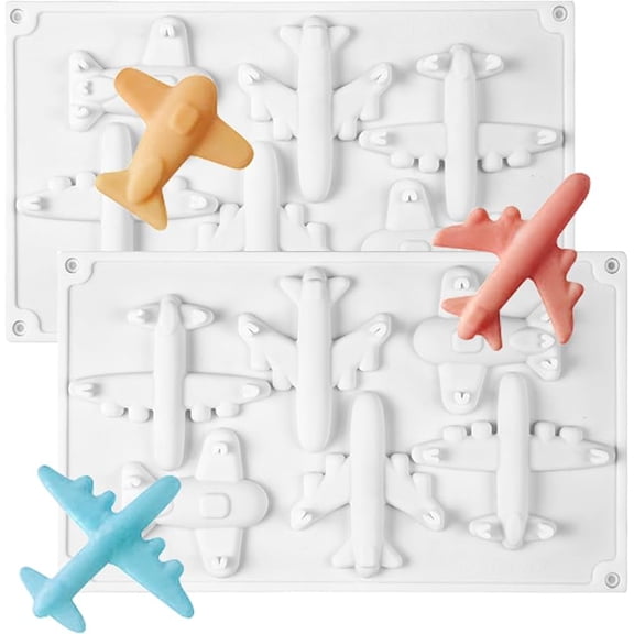2 Pcs Airplane Silicone Molds, Fondant Molds for Cake Decoration, Making Candy, DIY Chocolate, Mousse, Cupcake Toppers, Ice Cube Tray Tools, Easy to Remove and Clean Kitchen Baking Tools