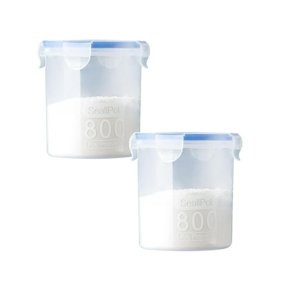 2 Pcs Airtight Food Storage Containers with Lids BPA Free Clear Pantry Storage Container for Kitchen Food Pantry Organizers and Storage Plastic Pantry Organiser for Cereal Flour and Sugar, 800ml