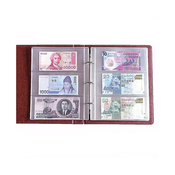 2 Pcs Album Sheet Album Page Pockets Money Bill Note Currency Holder Pvc Collection