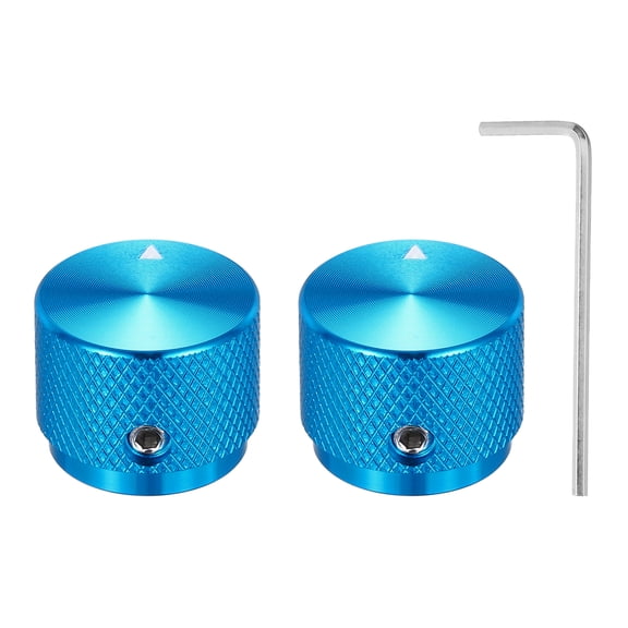 2 Pcs Aluminium Potentiometer Knobs, 1/4" (6mm) Universal Volume Tone Control Knobs with Arrow Indicator, 3/5" Blue(20x15.5mm)