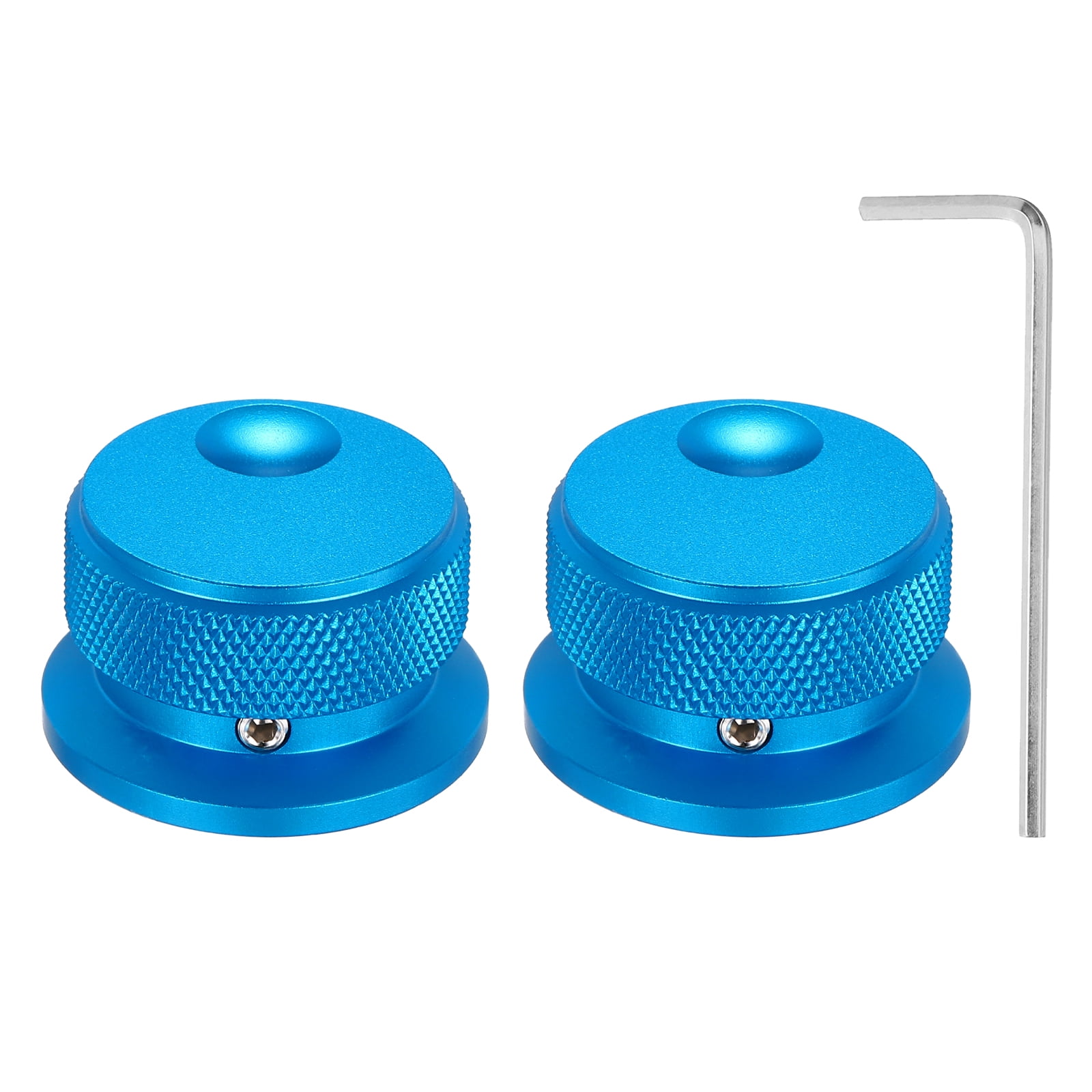 2 Pcs Aluminium Potentiometer Knobs, 1/4" (6mm) Universal Volume Tone Control Knobs with Oval Groove Indicator, 4/5" Blue(34x20mm)