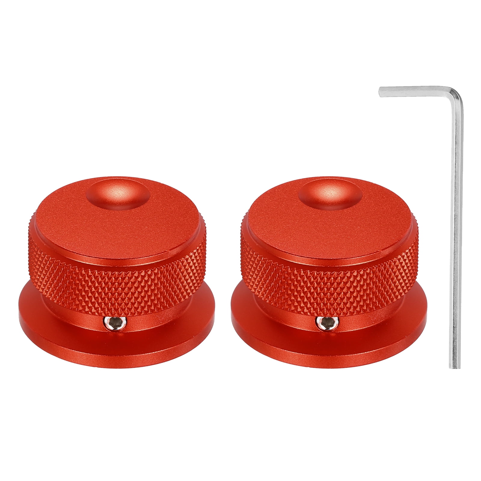 2 Pcs Aluminium Potentiometer Knobs, 1/4" (6mm) Universal Volume Tone Control Knobs with Oval Groove Indicator, 4/5" Red(34x20mm)