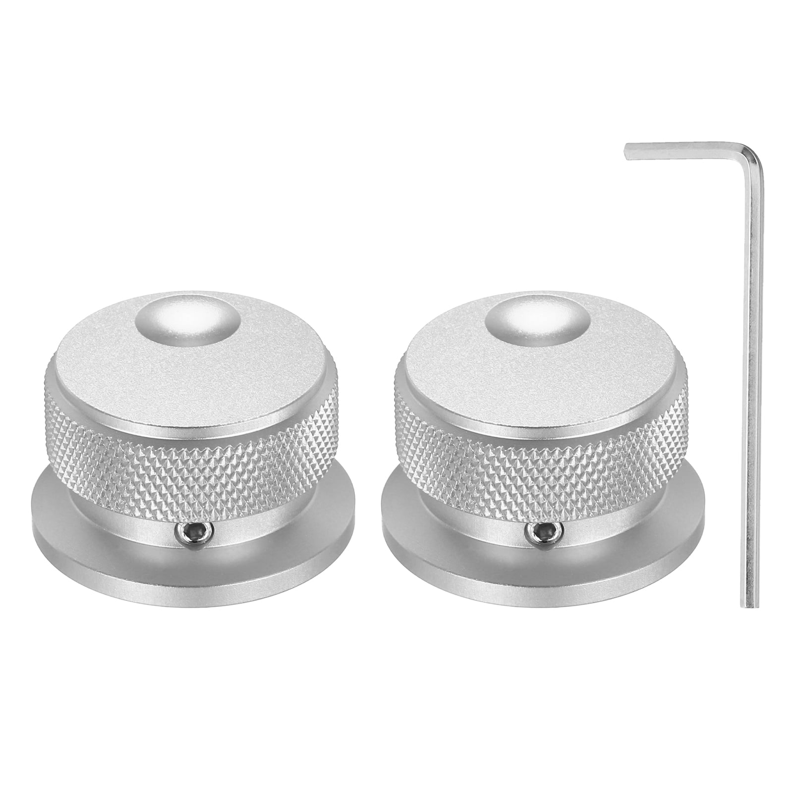 2 Pcs Aluminium Potentiometer Knobs, 1/4" (6mm) Universal Volume Tone Control Knobs with Oval Groove Indicator, 4/5" Silver(34x20mm)
