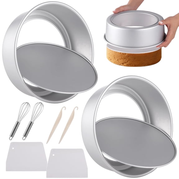 2 Pcs Aluminum Alloy Round Cake Pan Set, Anodized Coating, Removable Bottom, Perfect for Baking Cakes, Desserts, Nonstick Cake Pan for Easy Release