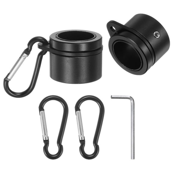 2 Pcs Aluminum Flagpole Mounting Rings, Rotating Flag Pole Clips with Hook for 0.75-1.0" Flagpole Black
