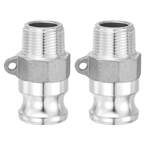2 Pcs Aluminum Type F Cam Groove Fitting, 3/4" x 3/4" Male NPT Cam and Groove Hose Fitting, Quick Conversion Connector for Fluid Transfer, Silver