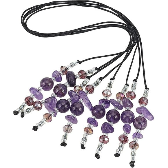 2 Pcs Amethyst Beaded Bookmark 11.8inch Long Natural Amethyst Beads Bookmarks Dark Orchid Glass Beads Bookmark with Amethyst for Office Reader Book Bookworms Teachers or Journal Tracker