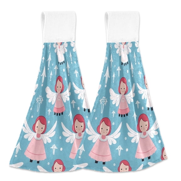 2 Pcs Angels and Arrow Kitchen Hand Towels with Hanging Loops Absorbent Soft Fast Drying Decor Bath Towels