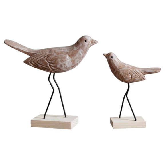2 Pcs Animal Figurine Wooden Bird Statue Durable Wood for Home Decoration Guesthouse Dining Area