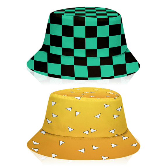 2 Pcs Anime Bucket Hat for Women and Men - Cosplay Bucket Hat Anime Accessories, Summer Hat Headwear Style (Duo B)