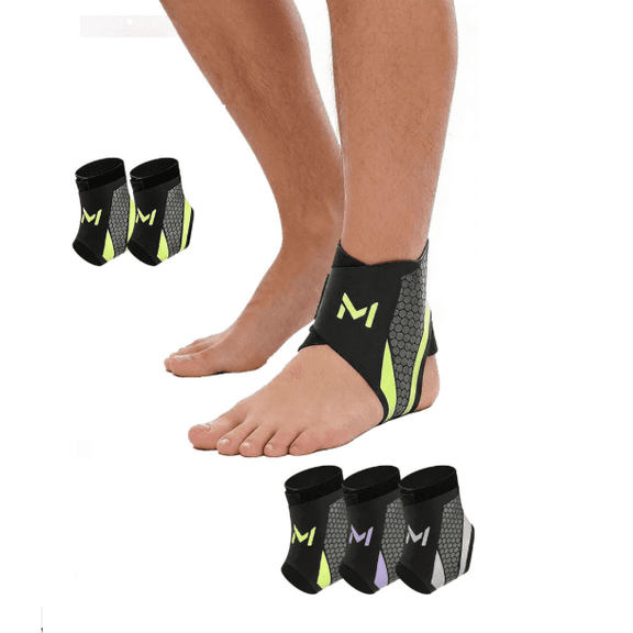 2-Pcs Ankle Brace Compression Support Stabilizer Lace up Basketball Sports Sprain Recovery Sleeve Soccer Ankles Orthopedic Sock Breathable Elastic with Adjustable Wrap Straps for Men & Women(Green)