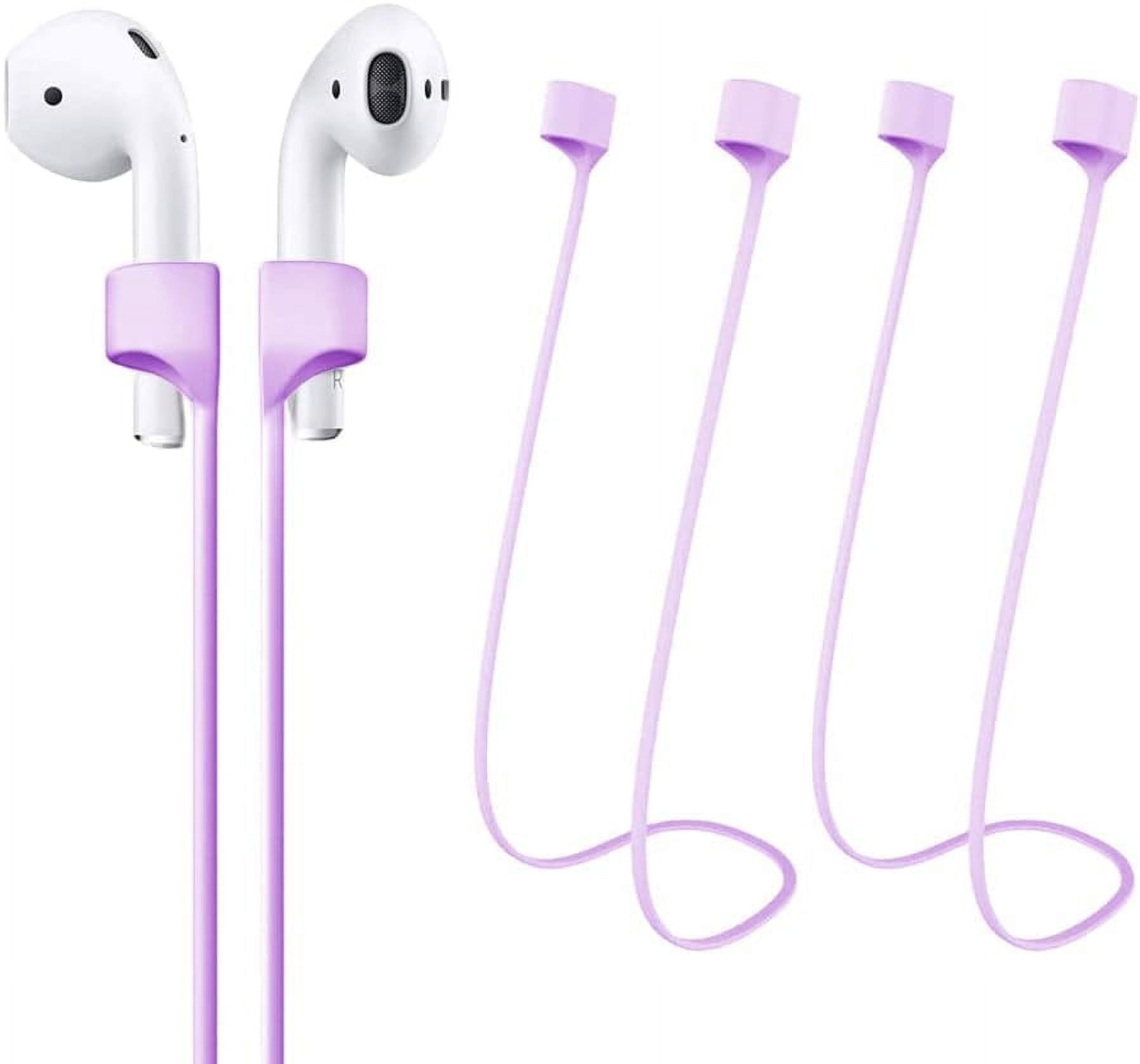 2 Pcs Anti-Lost Silicone Lanyard,Wire Cable Connector for Wireless Earphones,Soft Sports Running Neck Rope Cord Bluetooth Earphone Accessories for AirPods Pro/3/2/1 (Purple)