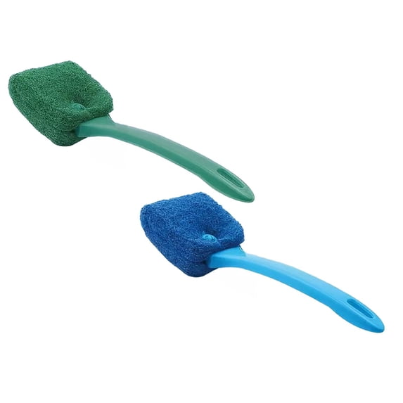 2 Pcs Aquarium Algae Scraper Cleaning Brush, Double Sided Sponge Brush Cleaner Long Handle Fish Tank Scrubber for Glass Aquariums and Home Kitchen 9"