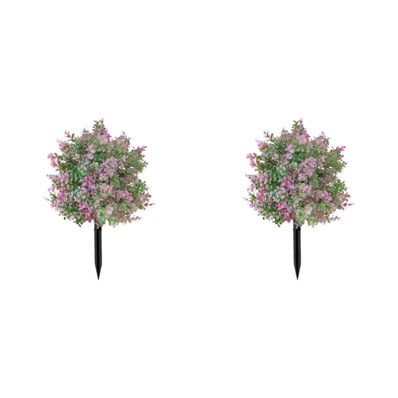 2 Pcs Artificial Boxwood Purple and Green, Bushes Shrubs 18.9 Inch for Home Office Porch Garden Decoration, Artificial for Indoor Outdoor Display, Artificial Decor