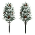 thumbnail image 1 of 2 Pcs Artificial Cedar Topiary Tree With Ground Spike Decoration, Lifelike Bush Plants For Room Front Porch Garden Backyard Decor (21.7 Inch), 1 of 3