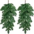 thumbnail image 1 of 2 Pcs Artificial Christmas Teardrop Swag, 26" Faux Norfolk Pine Teardrop Door Swag, Real Touch Greenery Pine Wreath Staircase Swags for Xmas Holiday Door Mantle Fireplace Decor Indoor Outdoor, 1 of 8