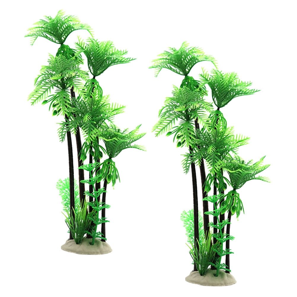 2 Pcs Artificial Coconut Tree Faux Decor Coconuts Aquarium Accessory
