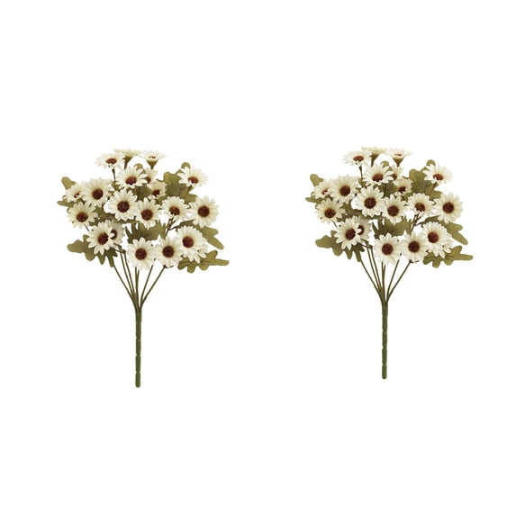 2 Pcs Artificial Fake Flowers, Little Daisy Bouquet, Chamomile, Chrysanthemum Jumping Orchid Small Fresh Silk Flower Mums UV Resistant Look Real for Wedding, Planter, Porch, Patio, Garden Decoration