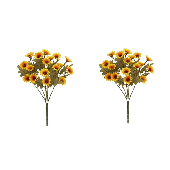 2 Pcs Artificial Fake Flowers, Little Daisy Bouquet, Chamomile, Chrysanthemum Jumping Orchid Small Fresh Silk Flower Mums UV Resistant Look Real for Wedding, Planter, Porch, Patio, Garden Decoration