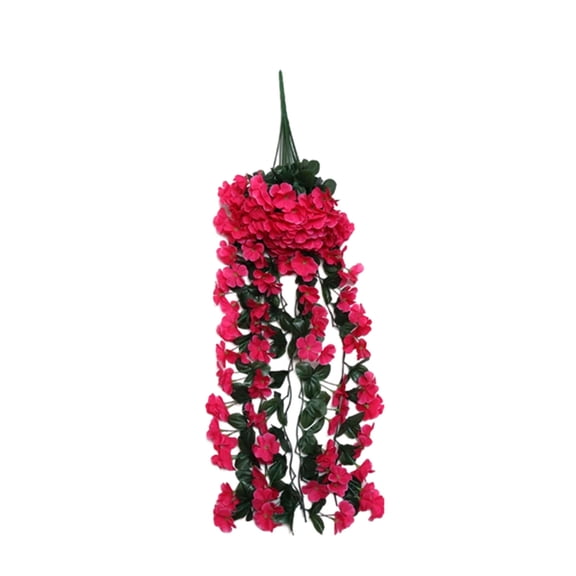 2 Pcs Artificial Faux Hanging Flowers Plants Outside Fake Silk Mums Violets with Eucalyptus Realistic UV Resistant Trailing Vines Porch Patio Yard Indoor Wedding Party Favors(Classic Color)