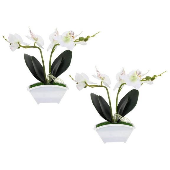 2 Pcs Artificial Peony Flowers in Pot Bonsai Tree White Decorative Floral Arrangement
