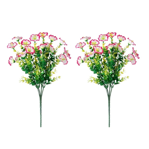 2 Pcs Artificial Flowers for Outdoors, Morning Glory Silk Flowers Decoration for Indoors Window Boxes Gardens Wedding Spring Summer Home Decor (Pink)