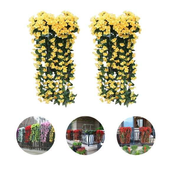 2 Pcs Artificial Hanging Flowers Fake Hanging Plants Violet Flowers Vine Garland for Spring Summer Home Indoor Outdoor Garden Patio Yard Room Porch Wedding Decoration