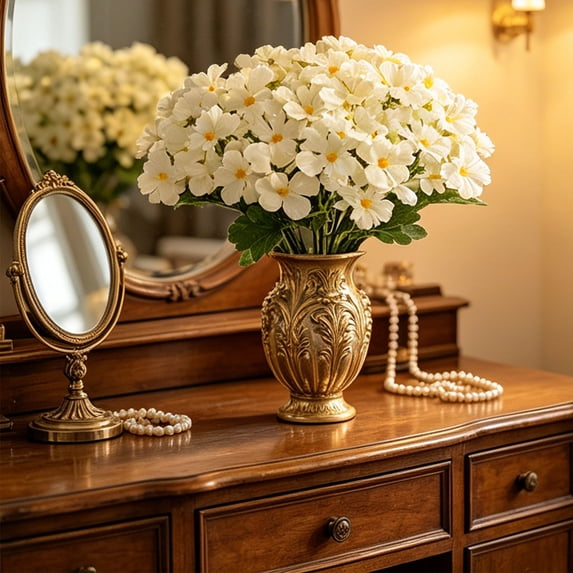 2 Pcs Artificial Hydrangea Flower 11x7 Inch, Faux Impatiens Bloom for Vase Arrangement, Realistic Wedding Table Centerpiece for Home Bedroom Shelf