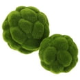 2 Pcs Artificial Moss Green Covered Rocks Decorative Balls Window