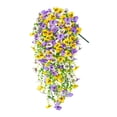 thumbnail image 1 of 2 Pcs Artificial Pansy Hanging Vine, 29.53" UV Resistant Hanging Flowers for Outdoors, Faux Silk Violet Flowers with Eucalyptus Leaves, Fake Wall Floral for Indoor Patio Porch Garden, Fall Decor, 1 of 4