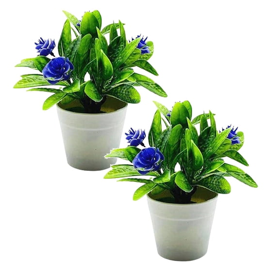 2 Pcs Artificial Plant, Artificial Fake Lotus Flower Potted Plant Bonsai Faux Plants Flowers Wedding Home Party Garden Office Decor 6x6"