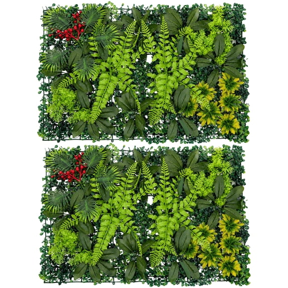 Create Leaf Spring 2 Pcs Artificial Plant Flower Wall Panels, 23.6 x 15.7 in Mixed ...