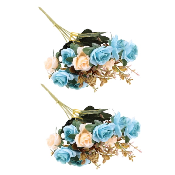FUEENIRVA Realistic Fake Flowers Plastic Blue 2Pcs 5.9x5.9x11.8in