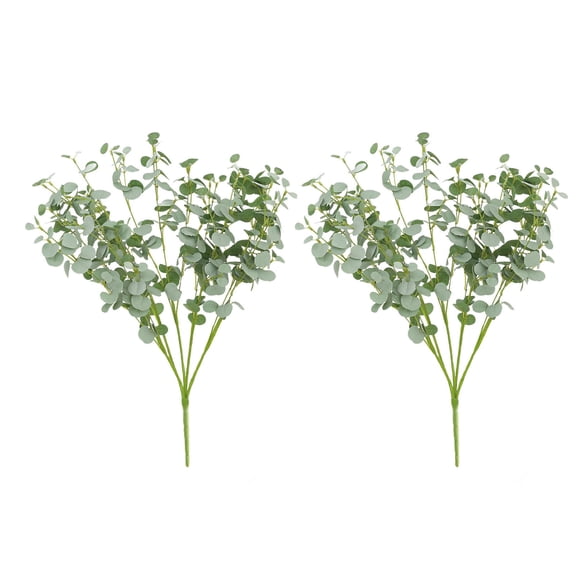 2 Pcs Artificial Round Eucalyptus Leaf Stems Faux Greenery Money Leaf Branches For Vase Arrangement Home Wedding Decor 18.9 Inch Green