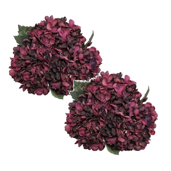 2 Pcs Artificial Silk Hydrangea Flowers Vintage Fake Bouquets Faux Hydrangeas with Stems for Wedding Party Autumn Farmhouse Home Table Core Decoration