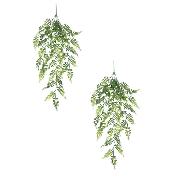 2 Pcs Artificial Staghorn Fern Hanging Bush, Frosted Stag Horn Vine Fern Greenery, Floral Arrangements Home Decoration, for Wall Shelf Office Living Room Use