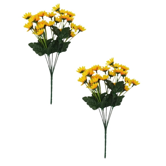2 Pcs Artificial Sunflower Bouquet, Yellow Sunflowers Artificial Flowers Mini Fake Sunflowers Bouquet with Stems for Home Decoration Party DIY Wedding Bouquets Baby Shower Outdoor Indoor Decoration