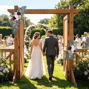 2 Pcs Artificial Wedding Arch Floral Swag Set, Silk Rose Peony Eucalyptus Greenery Corner Flower Arrangements, For Wedding Ceremony Arbor Welcome Sign Backdrop Decor