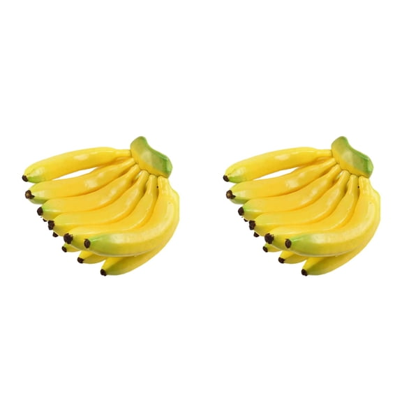 2 Pcs Artificial Yellow Banana Foam Simulated Fruit Model, Lifelike Realistic Banana Decoration for Home Kitchen Party, Fruit Prop for Office Desk Photography (11 Heads)